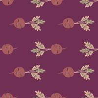 Hand drawn radish seamless pattern. Radish with leaves backdrop. vector