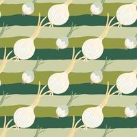 Hand drawn onion bulb seamless pattern. Onion in doodle style endless wallpaper. vector
