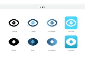 icono de ojo en un estilo diferente. iconos de vector de ojo diseñados en contorno, sólido, coloreado, degradado y estilo plano. símbolo, ilustración de logotipo. ilustración vectorial