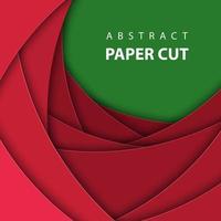 Vector background with deep red and green color paper cut shapes. 3D abstract Christmas paper art style, design layout for business presentations, flyers, posters, prints, decoration, cards, brochure.