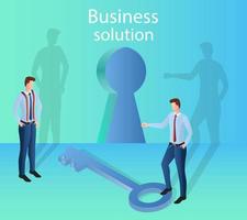 Business solution.People in the background of the keyhole.Search for new solutions search for ways to work together.3D image.Vector illustration. vector