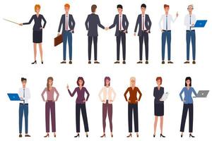 Set of cartoon business people.Cartoon business characters isolated on a white background, team, group of people, corporate Identity.Flat vector illustration.