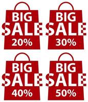 Set of stickers Big sale with interest.Ad banner template.Flat vector illustration.