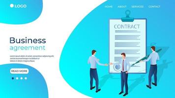 Business agreement.Businessmen sign a contract.The businessman is holding a fountain pen and a document.Business activity is the concept of successful negotiations and agreements. vector