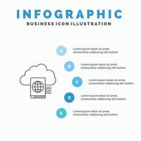 Cloud Reading Folder Upload Line icon with 5 steps presentation infographics Background vector