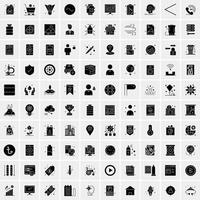 Set of 100 Universal Solid Icons vector