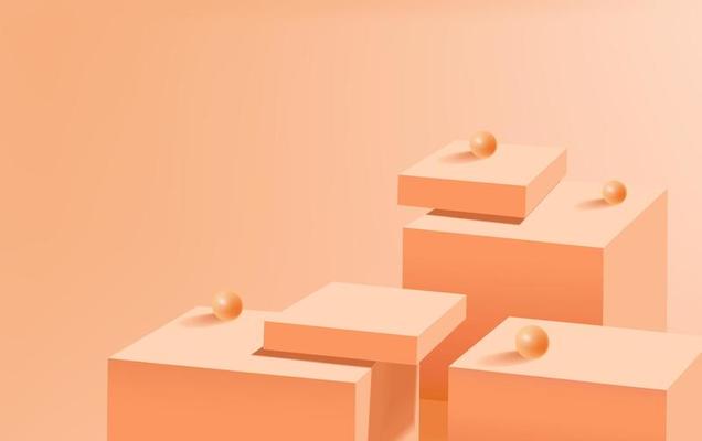 Minimal background mock up with podium for product display. 3d rendering.