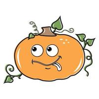 Isolated cartoon orange pumpkin with a kawaii face on a white background. Cute funny character. Flat design. vector