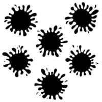 Black ink paint spots. Drops texture isolated on white background. Set for grunge splash textures. Vector illustration