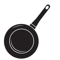 Black insulated frying pan with handle, stencil icon, vector illustration