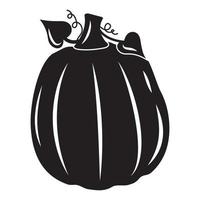 Autumn vegetable pumpkin, black silhouette, vector isolated illustration icon