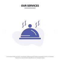 Our Services Hotel Dish Pallet Service Solid Glyph Icon Web card Template vector