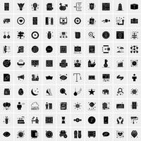 Set of 100 Universal Solid Icons vector