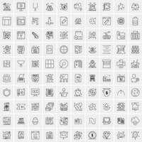 paquete de 100 iconos de líneas universales para móviles y web vector