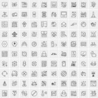 paquete de 100 iconos de líneas universales para móviles y web vector