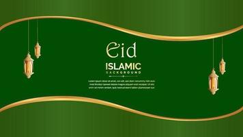 eid mubarak greeting background with realistic lantern vector