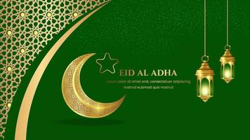 islamic banner and background with golden moon vector