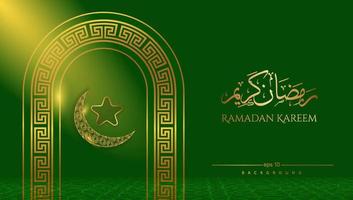 fondo ramadan kareem en verde y dorado con luz. ilustración vectorial islámica vector