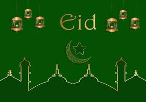 islamic banner design with Eid mubarak vector