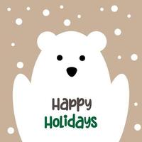 Christmas sticker, label or greeting card with polar bear, vector illustration