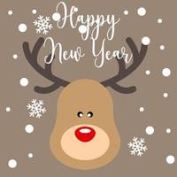 Christmas sticker, label or greeting card with reindeer, vector illustration