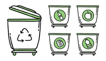 el signo de reciclaje. separación de basura. co2 concepto de cambio climático. vector garabato aislado