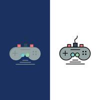 Controller Game Game Controller Gamepad  Icons Flat and Line Filled Icon Set Vector Blue Background
