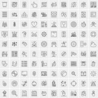 Pack of 100 Universal Line Icons for Mobile and Web vector