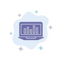 análisis de gráficos de portátiles estadísticas de seguimiento icono azul en el fondo de la nube abstracta vector