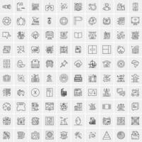 Pack of 100 Universal Line Icons for Mobile and Web vector