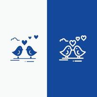 Bride Love Wedding Heart Line and Glyph Solid icon Blue banner Line and Glyph Solid icon Blue banner vector