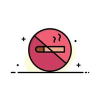 Smoking No Smoking Cigarette Health  Business Flat Line Filled Icon Vector Banner Template