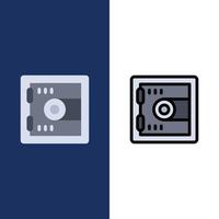 Locker Lock Motivation  Icons Flat and Line Filled Icon Set Vector Blue Background