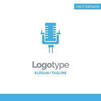 Microphone Multimedia Record Song Blue Business Logo Template vector