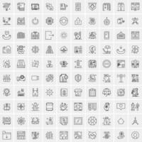 paquete de 100 iconos de líneas universales para móviles y web vector