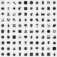 100 Universal Black Line Icons on White Background vector