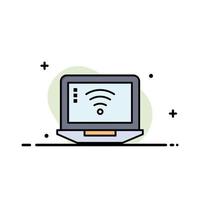 Laptop Computer Signal Wifi Business Logo Template Flat Color vector