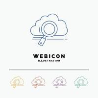 cloud. search. storage. technology. computing 5 Color Line Web Icon Template isolated on white. Vector illustration