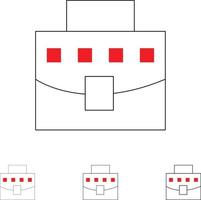 conjunto de iconos de línea negra en negrita y delgada de la oficina de negocios de la bolsa de usuario vector