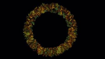 Animated Autumn Leaves Forming And Blown Away circle frame video