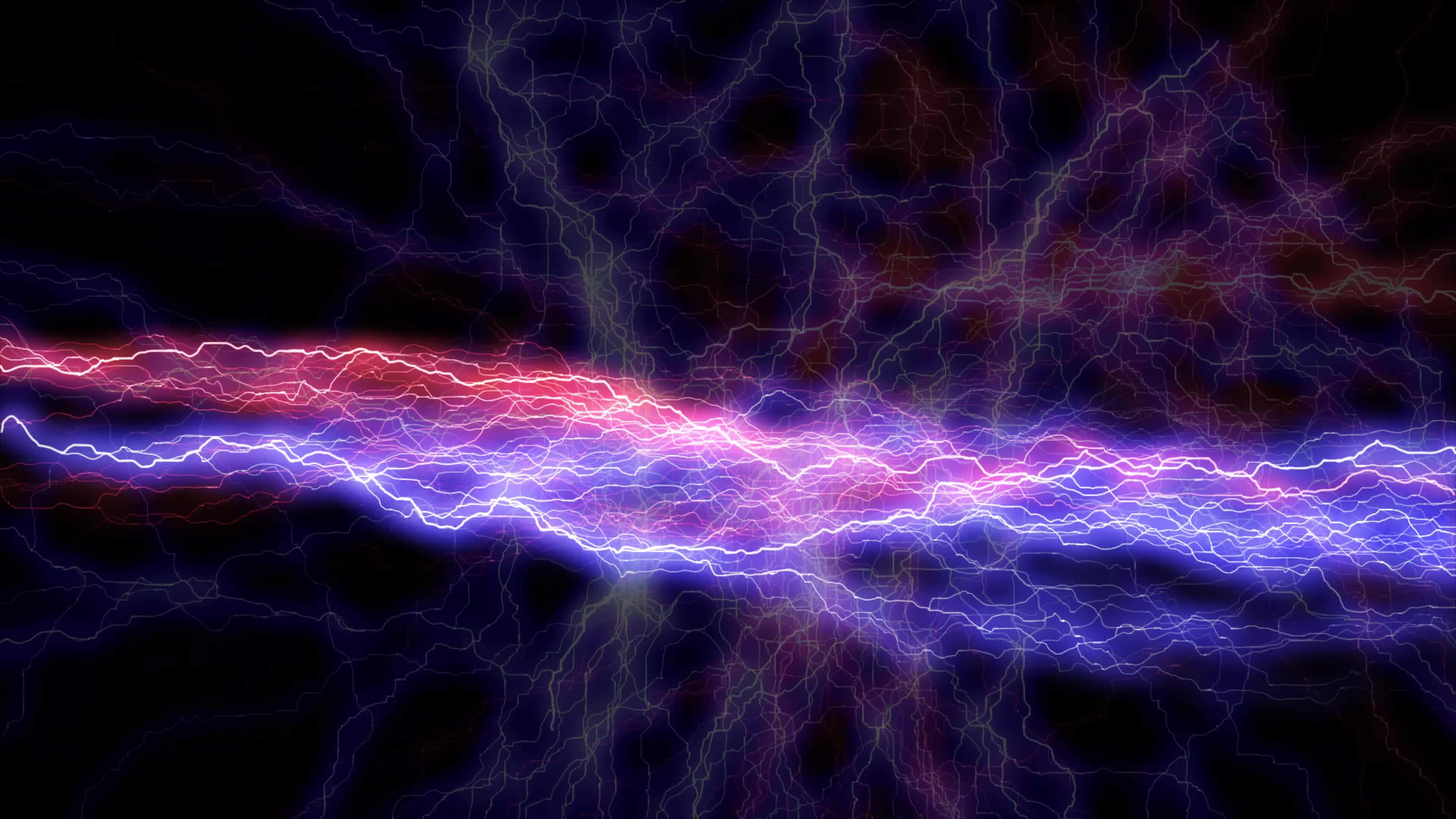 3d Realistic Lightning Strikes On Black Background, Lightning Strikes