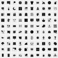 Set of 100 Universal Solid Icons vector