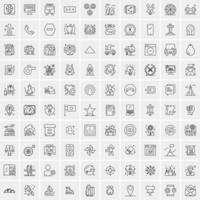 paquete de 100 iconos de líneas universales para móviles y web vector