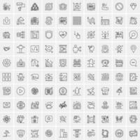 paquete de 100 iconos de líneas universales para móviles y web vector