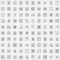 paquete de 100 iconos de líneas universales para móviles y web vector