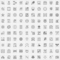 paquete de 100 iconos de líneas universales para móviles y web vector