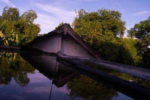 view of the trees from the top of the house with the reflection of the water photo