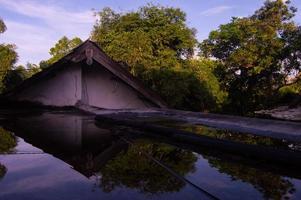 view of the trees from the top of the house with the reflection of the water photo