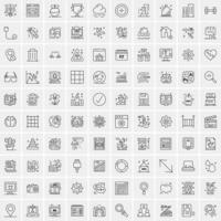 paquete de 100 iconos de líneas universales para móviles y web vector