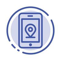 Mobile Internet Location Blue Dotted Line Line Icon vector